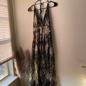Hello Molly Black and Gold Maxi Dress
